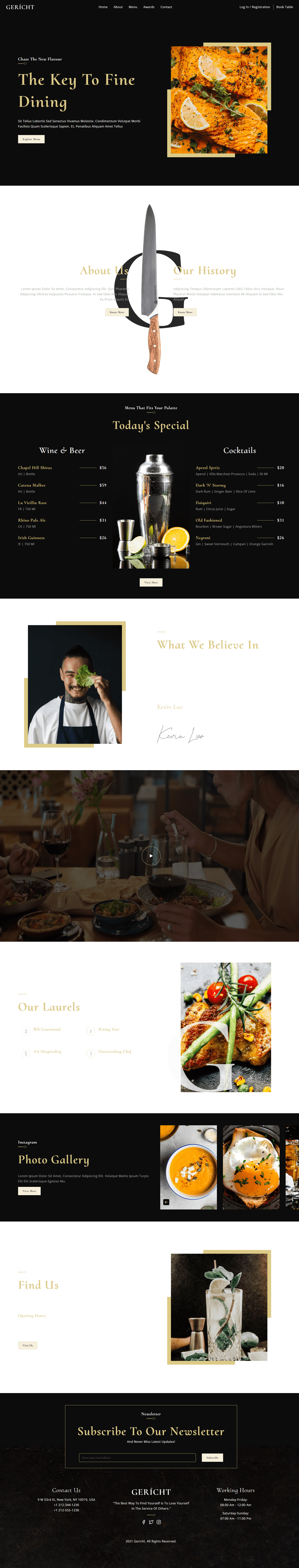 Gericht — Fine Dining Restaurant Website