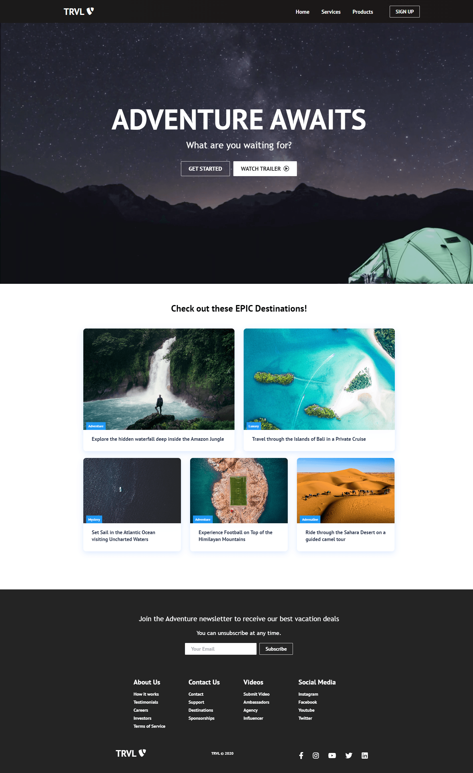 TRVL — Travel Agency Website